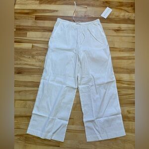 Athleta Women's Bright White Paradise Mid Rise Wide Leg Pant - Linen blend